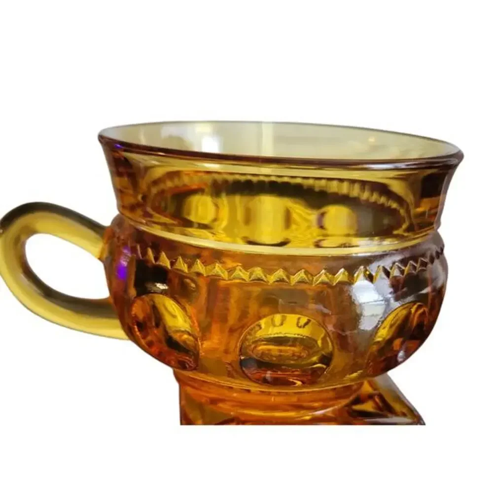 MCM Snack Plate & Cup Set Gold Crown‎ by Indiana Glass AKA Lancaster Colony Fall